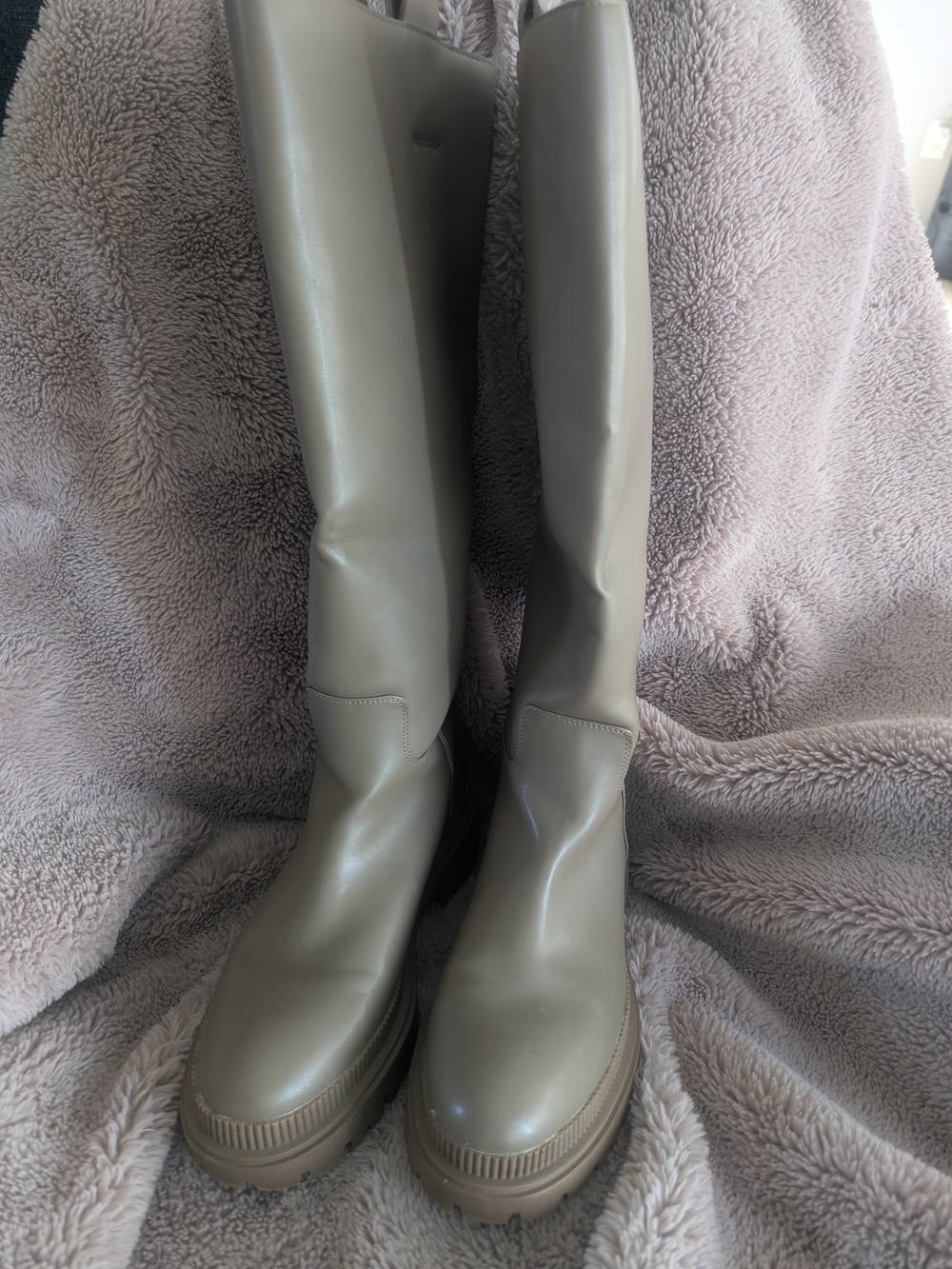 H&M Over-the-Knee Chunky Sole Boots in Beige